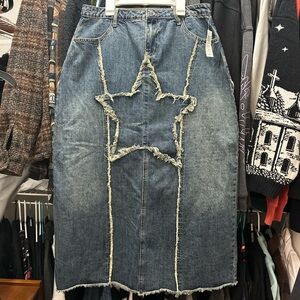 Distressed Denim Skirt